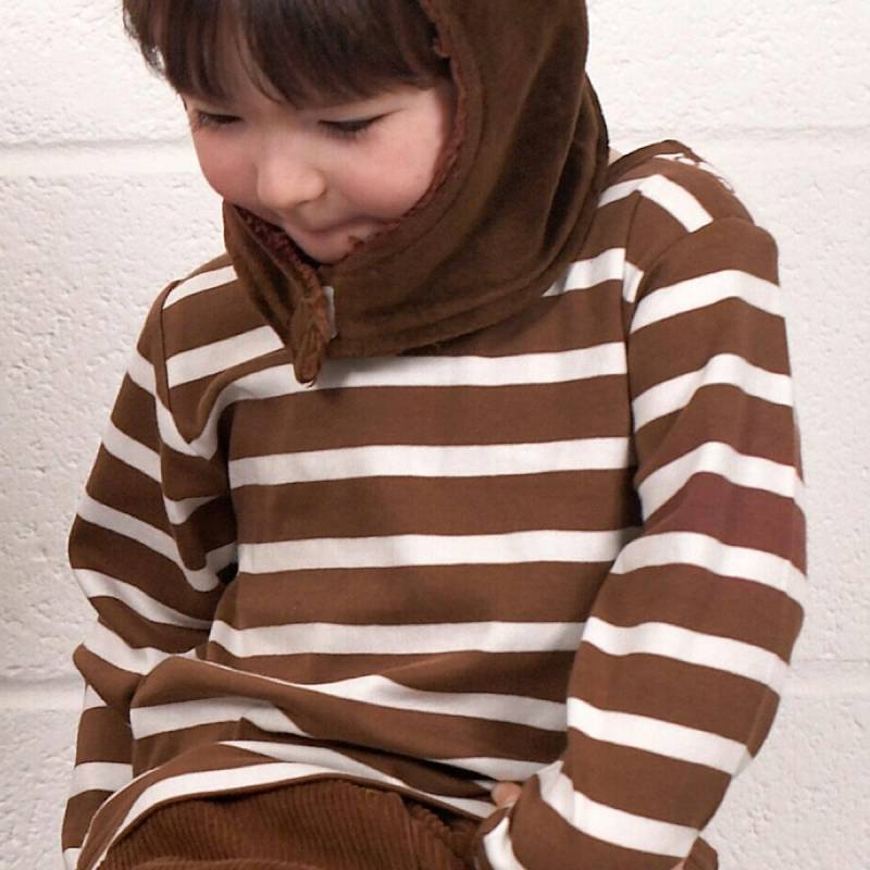 Edles Shirt braun-weiß gestreift 80
