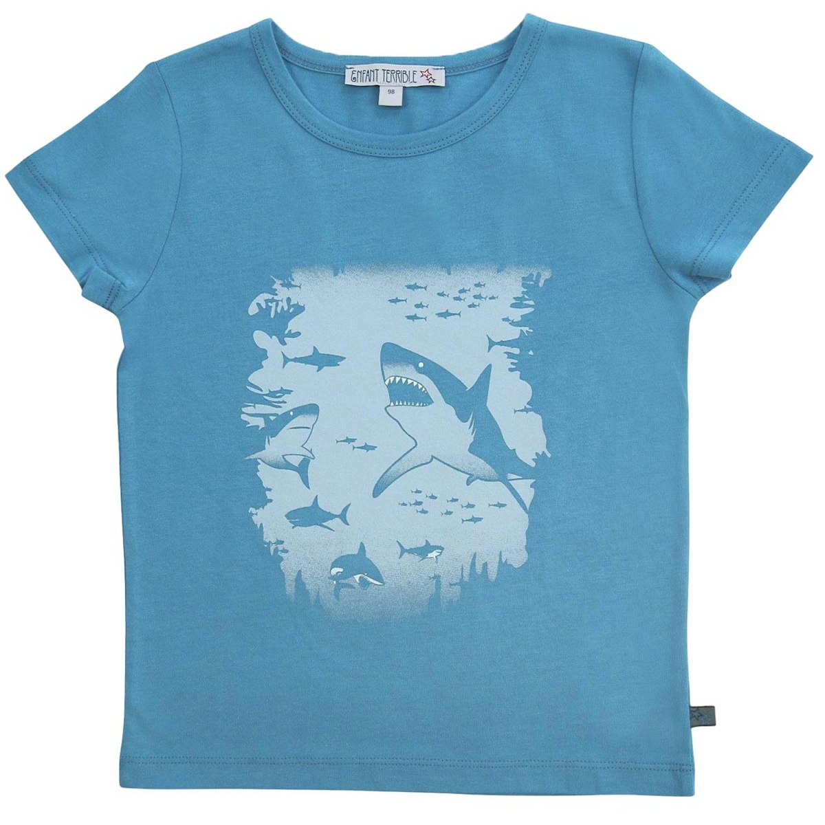 Edles T-Shirt Hai-Druck hellblau 98