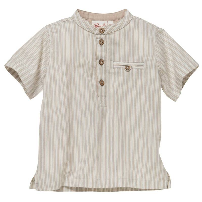 Edles gewebtes Shirt kurzarm sand gestreift 110/116 Edles gewebtes Shirt kurzarm sand gestreift 110/116