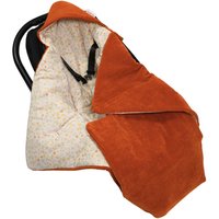 Einschlagdecke Cord rostorange/Sommerwiese altrosa