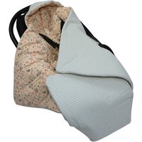 Einschlagdecke Waffelmuster graublau/Safari beige