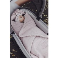 Einschlagdecke Waffelmuster mauve/Blumenranken rosa