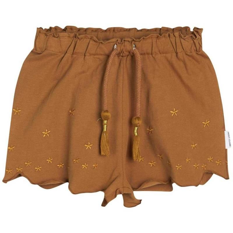 Elastische Mädchen Shorts Sterne Stickerei braun 122