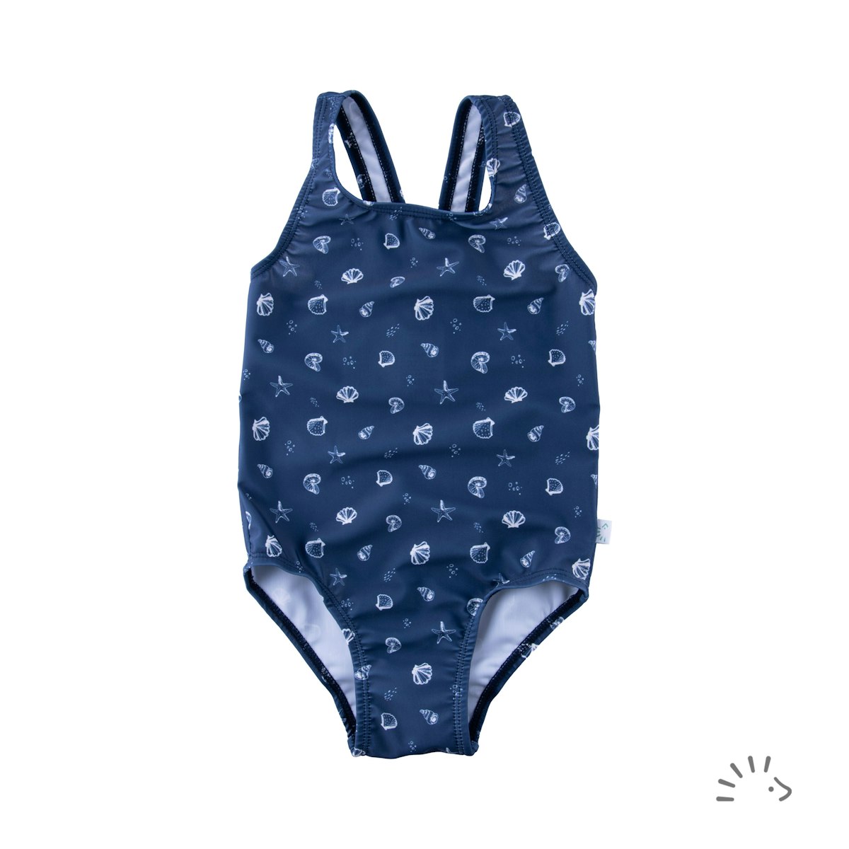 Elastischer Badeanzug Muscheln navy 110/116