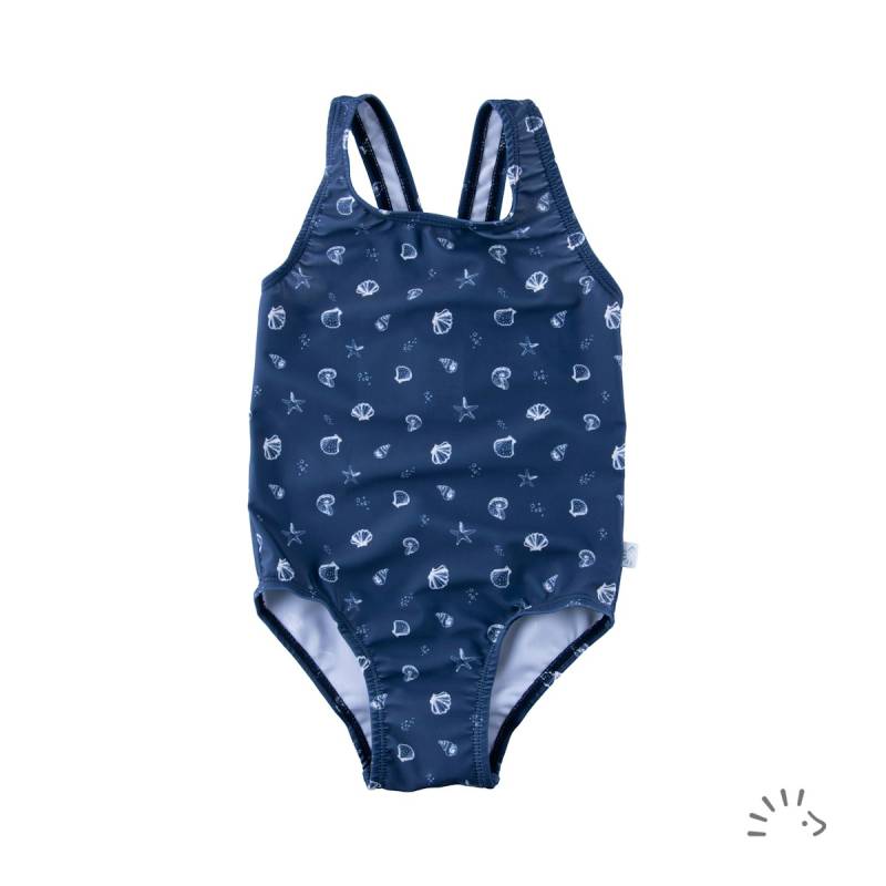 Elastischer Badeanzug Muscheln navy 110/116