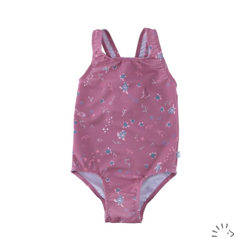 Elastischer Badeanzug Schildkröten mauve 110/116