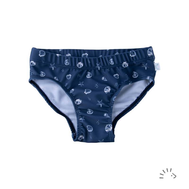 Elastischer Badeslip Muscheln navy 110/116