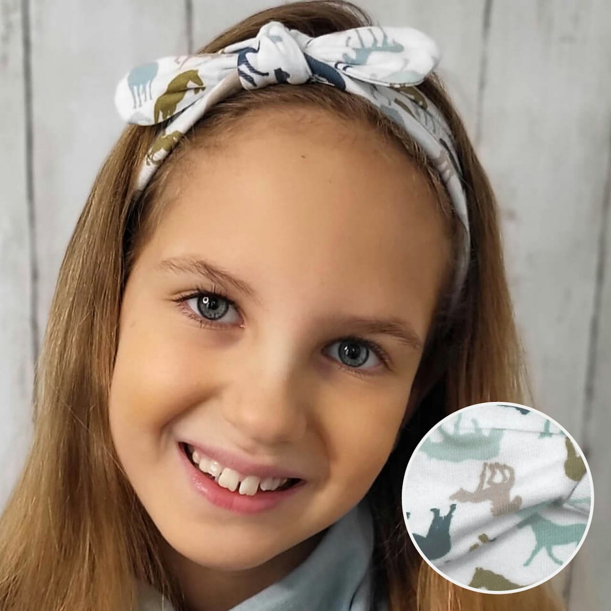 Elastisches Haarband Jersey Pferde blau jade 53/55