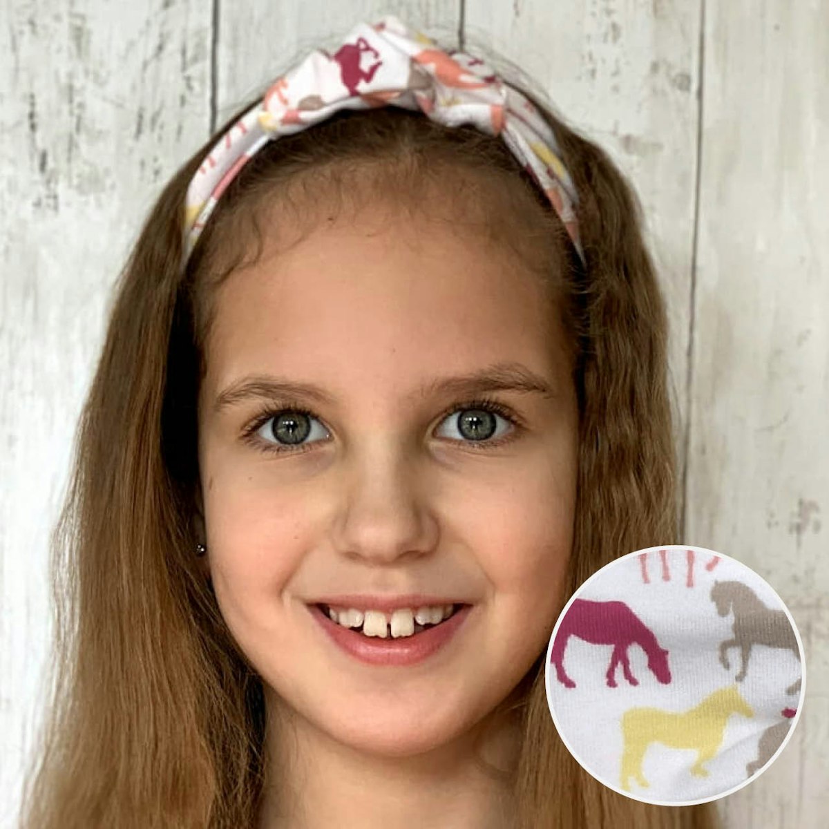 Elastisches Haarband Jersey Pferde rosa apricot 50/52