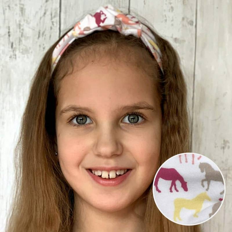 Elastisches Haarband Jersey Pferde rosa apricot 56/58