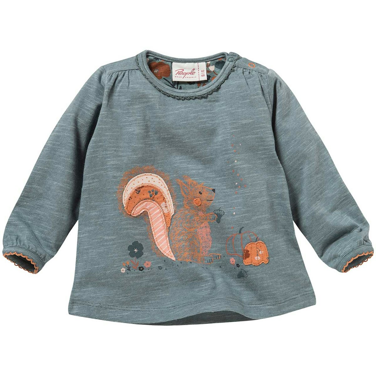 Elastisches Langarmshirt Eichhörnchen blaugrau 98/104