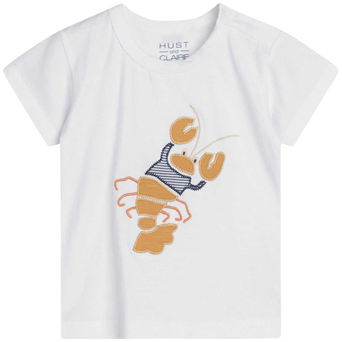 Elastisches Shirt kurzarm Hummer Aufnäher weiß 56