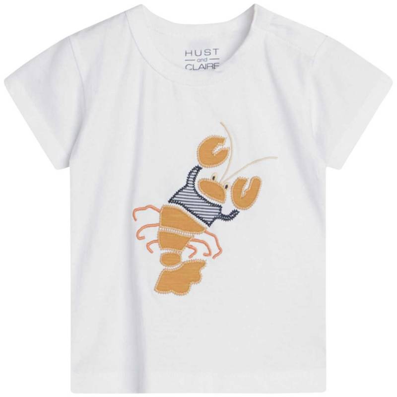 Elastisches Shirt kurzarm Hummer Aufnäher weiß 74 Elastisches Shirt kurzarm Hummer Aufnäher weiß 74