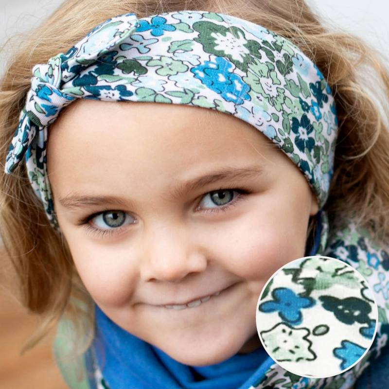 Elastisches breites Haarband Jersey Blumen blau 56/58 Elastisches breites Haarband Jersey Blumen blau 56/58