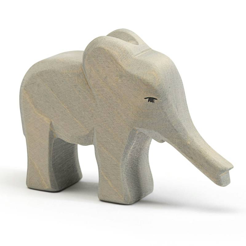 Elefant klein Rüssel gestreckt Holzfigur 12 cm