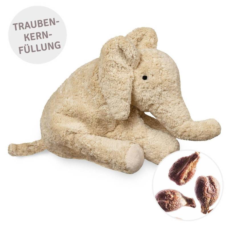 Elefant klein Traubenkernfüllung  Wärmekissen leinen 35 cm