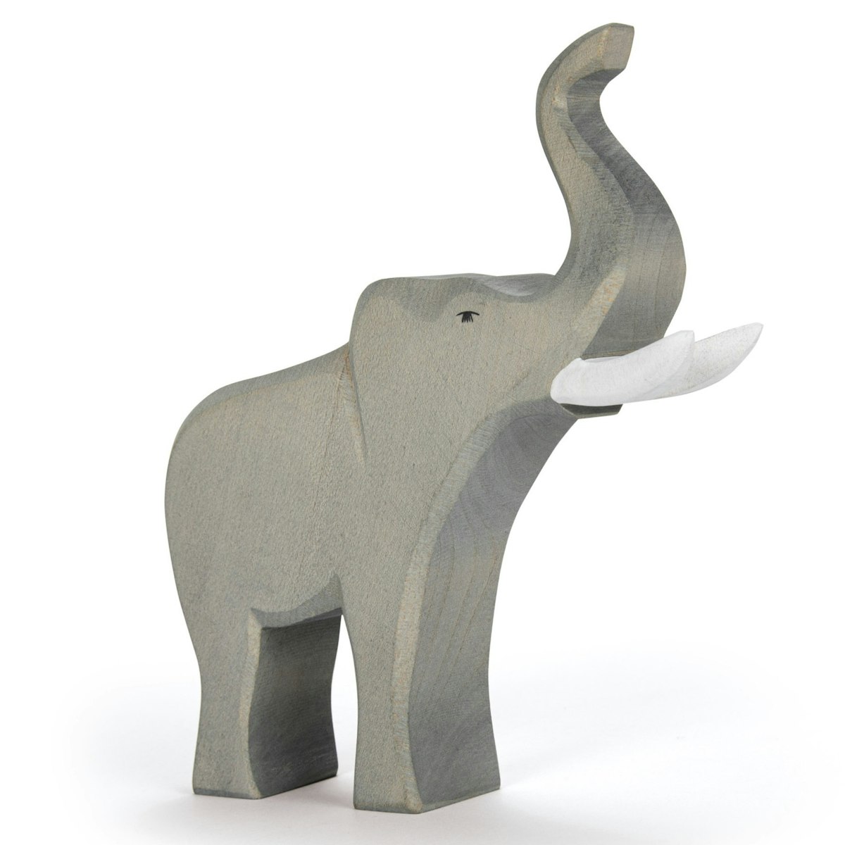 Elefantenbulle trompetend Holzfigur 21 cm