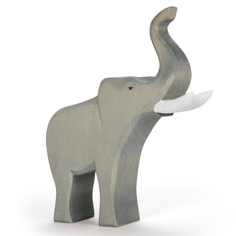 Elefantenbulle trompetend Holzfigur 21 cm