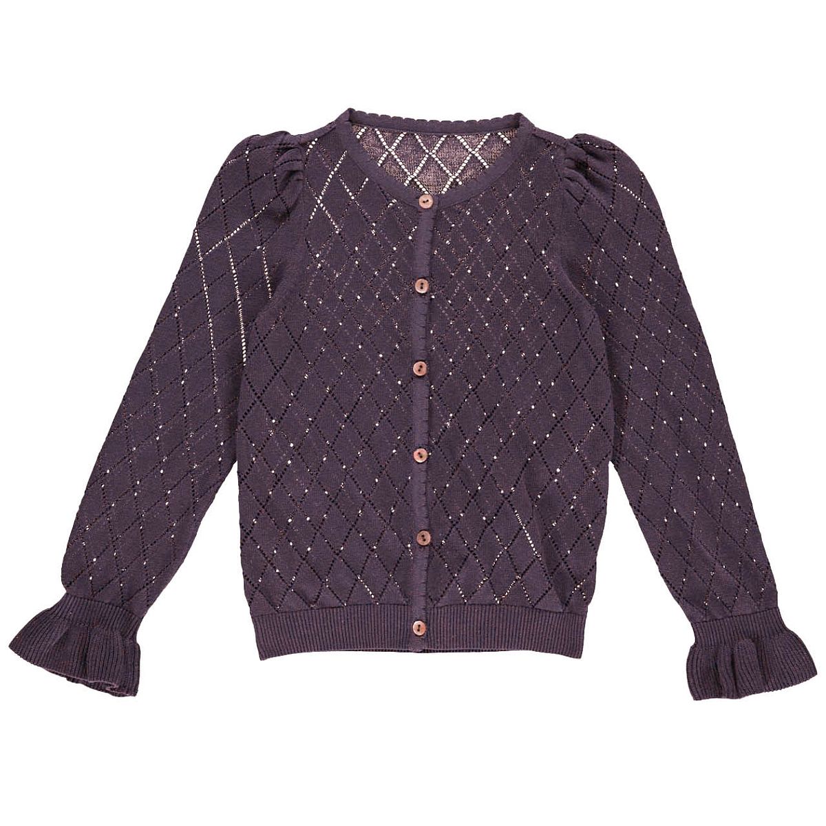 Elegante Strickjacke Rüschenärmel lila 104