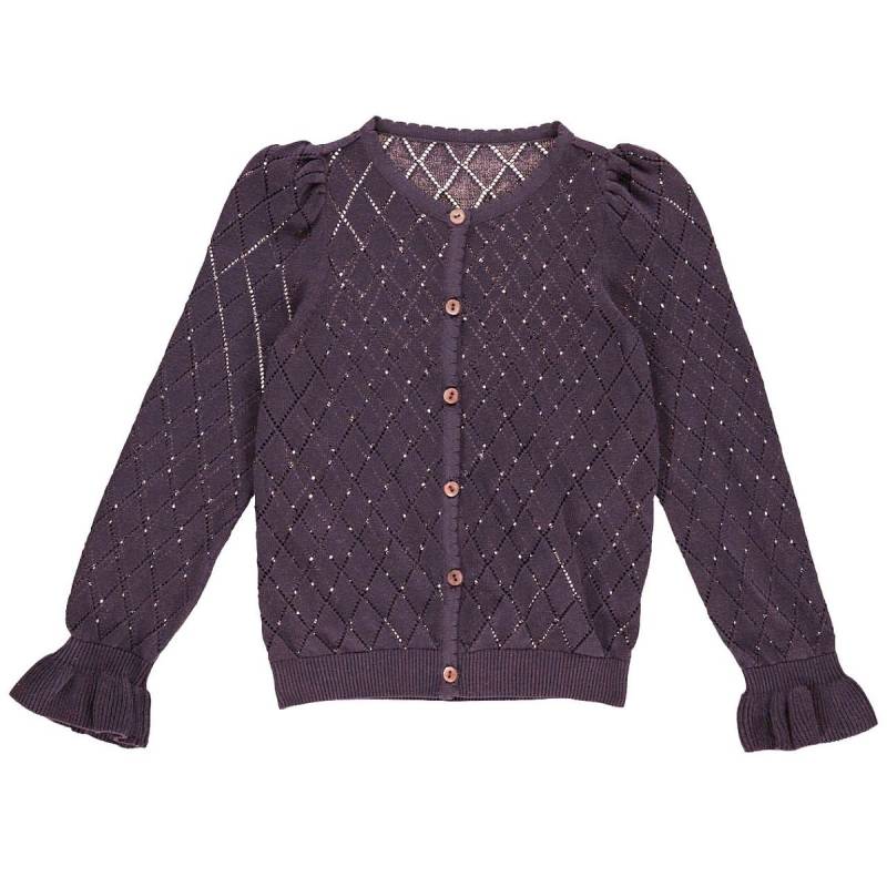 Elegante Strickjacke Rüschenärmel lila 104 Elegante Strickjacke Rüschenärmel lila 104