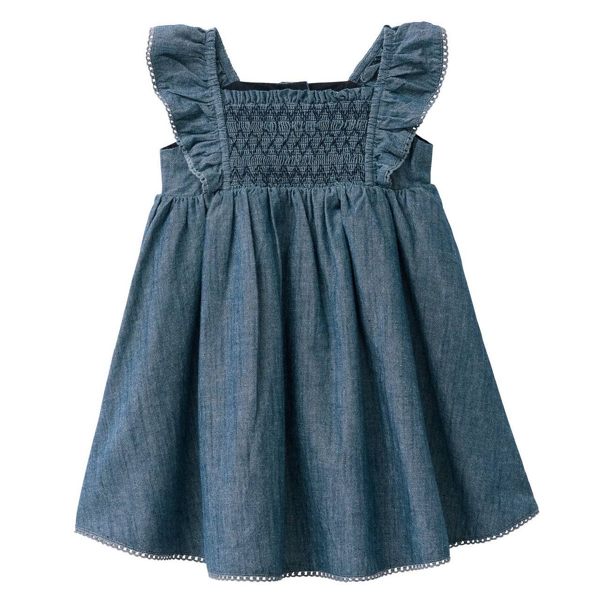 Elegantes Web-Kleid jeansblau melange 104