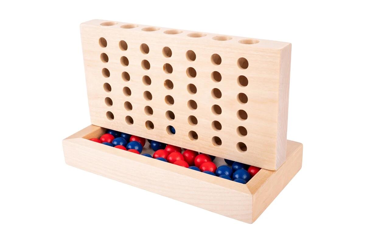 Engelhart - Vier op en rij Vier gewinnt Gesellschaftsspiel Holzspiel