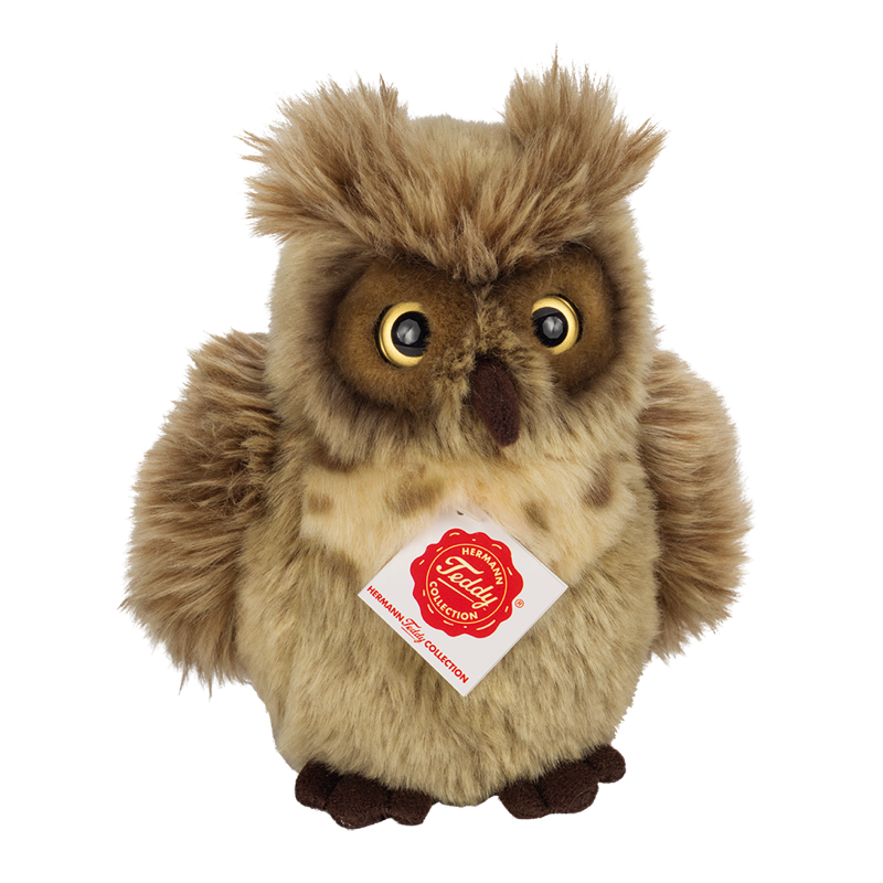 Eule Kuscheltier graubraun handgefertigt 17x11x9cm Kuscheltiere