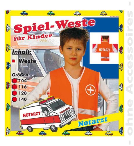 FASCHING 1554 Kinder-Kostüm Spiel-Weste Notarzt NEU/OVP: Größe: 116