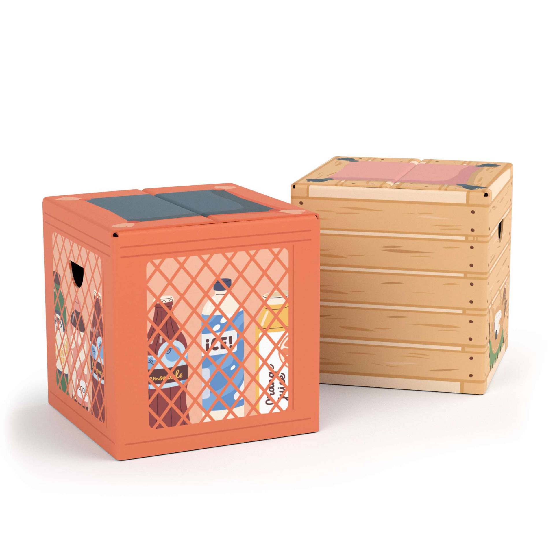 FOLDZILLA 2-teiliges Kinderhocker Set Pappe Kiosk FOLDZILLA 2-teiliges Kinderhocker Set Pappe Kiosk