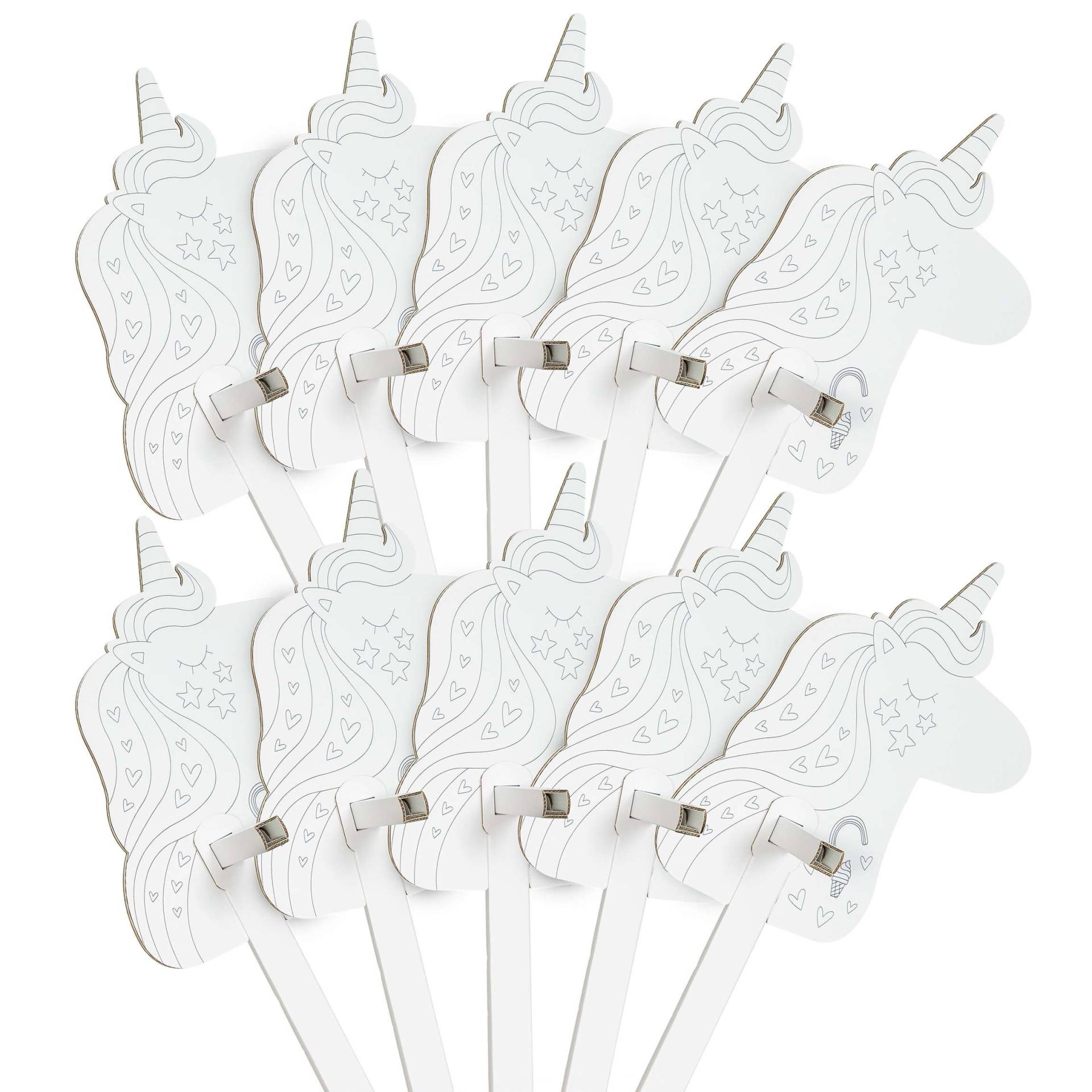 FOLDZILLA Steckenpferd Steckenpferde 10er Set Einhorn Regenbogen Ausmalen FOLDZILLA Steckenpferd Steckenpferde 10er Set Einhorn Regenbogen Ausmalen