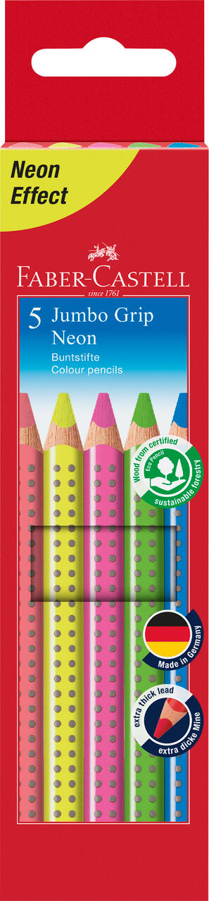 Faber-Castell - Buntstift Jumbo Grip Neon 5er