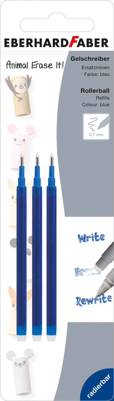 Faber-Castell - EBERHARD FABER Refill Gelschreiber Animal Erase It! 3er Packung Faber-Castell - EBERHARD FABER Refill Gelschreiber Animal Erase It! 3er Packung