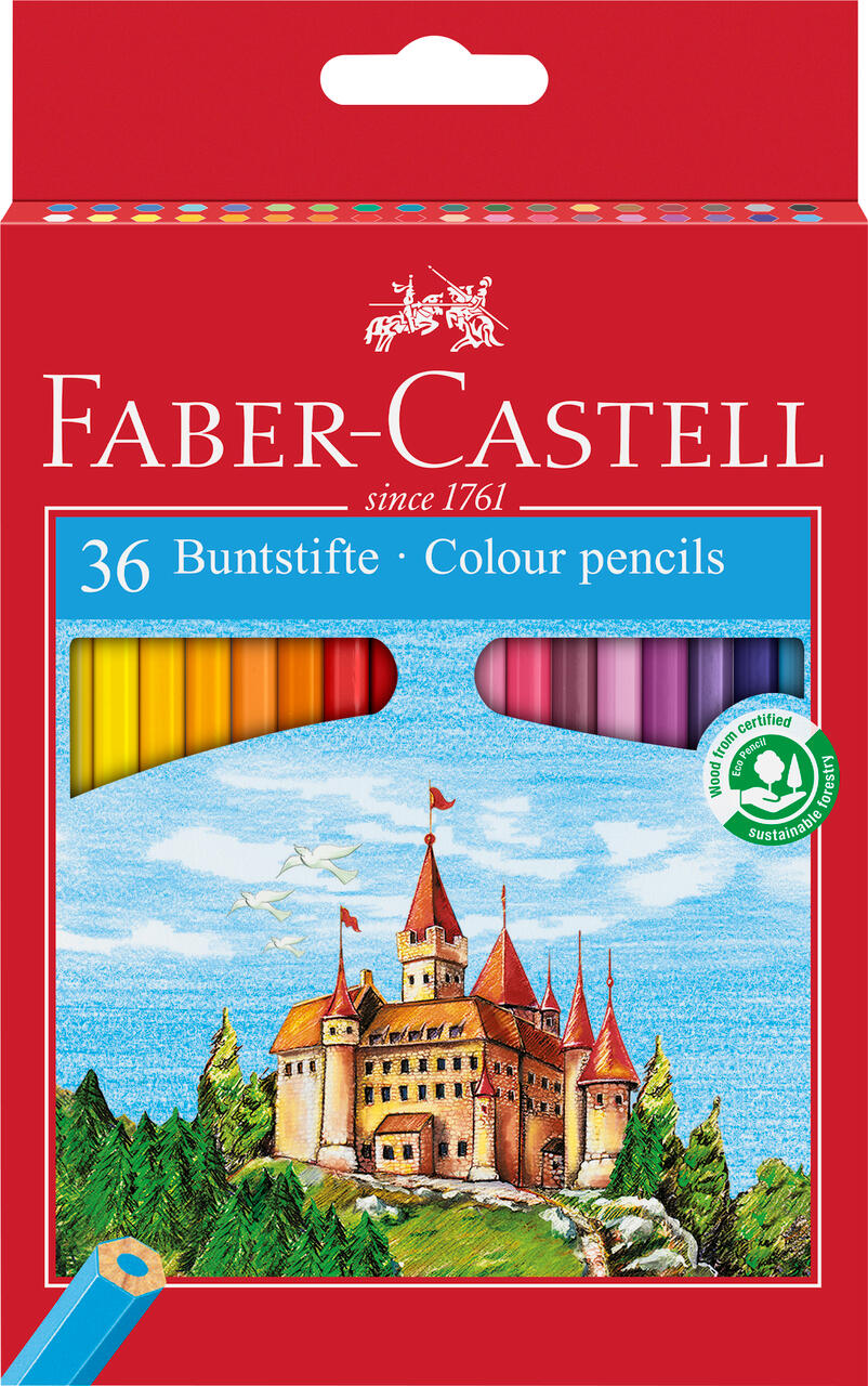 Faber-Castell - FABER-CASTELL Buntstift Castle 36er Karton mit Spitzer