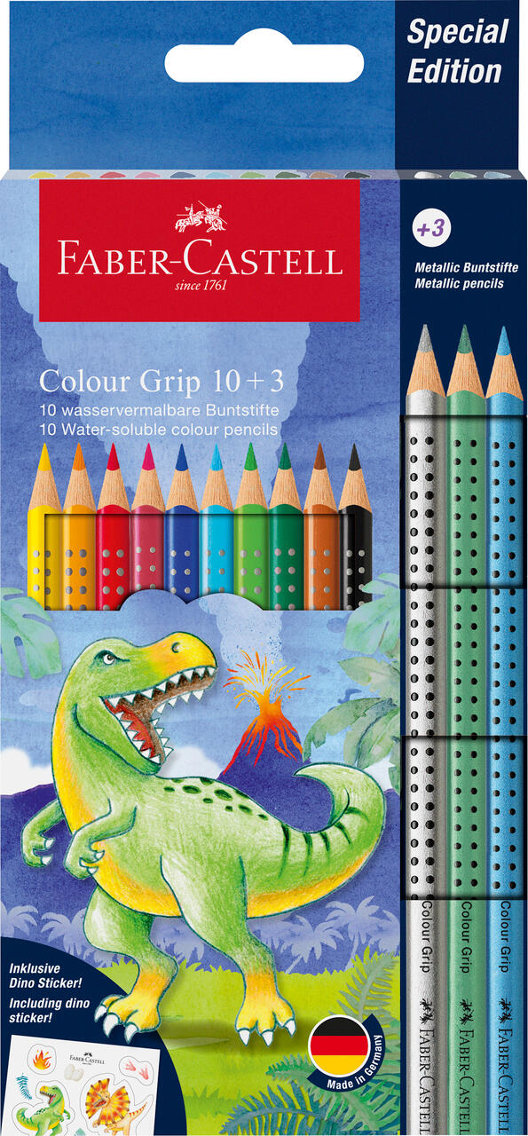Faber-Castell - FABER-CASTELL Buntstift Colour GRIP Dinosaurier 10+3