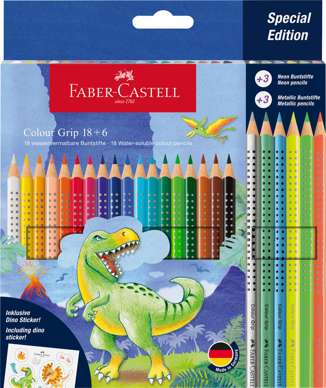 Faber-Castell - FABER-CASTELL Buntstift Colour GRIP Dinosaurier 18+6