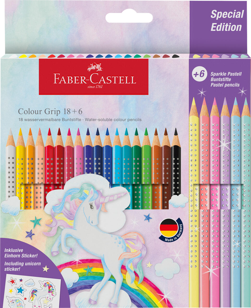 Faber-Castell - FABER-CASTELL Buntstift Colour GRIP Einhorn 18+6