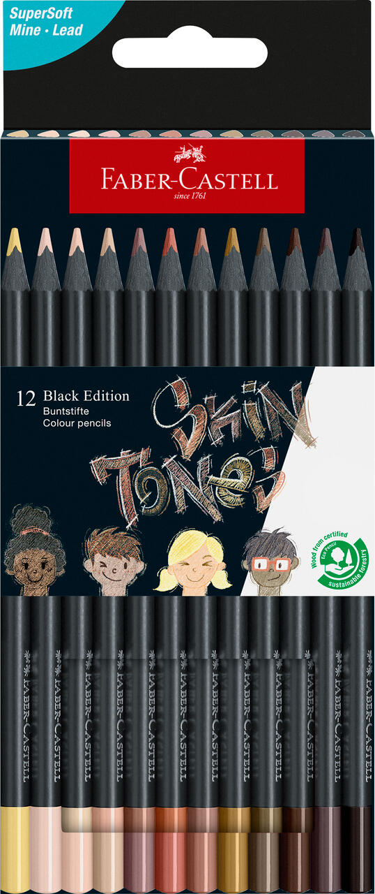 Faber-Castell - FABER-CASTELL Buntstifte Black Edition Skin Tones Hauttöne 12er
