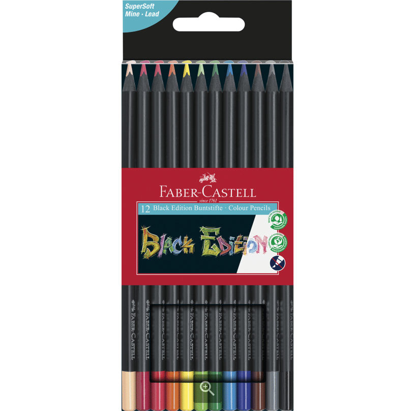 Faber-Castell - FABER-CASTELL Buntstifte Colour Pencils Black Edition 12er