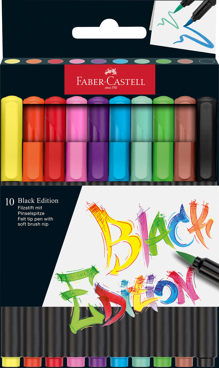 Faber-Castell - FABER-CASTELL Filzstift Black Edition 10er Etui Faber-Castell - FABER-CASTELL Filzstift Black Edition 10er Etui