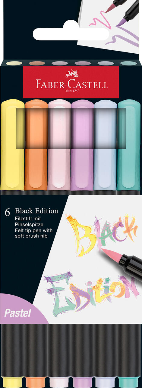 Faber-Castell - FABER-CASTELL Filzstift Black Edition 6er Pastell Faber-Castell - FABER-CASTELL Filzstift Black Edition 6er Pastell