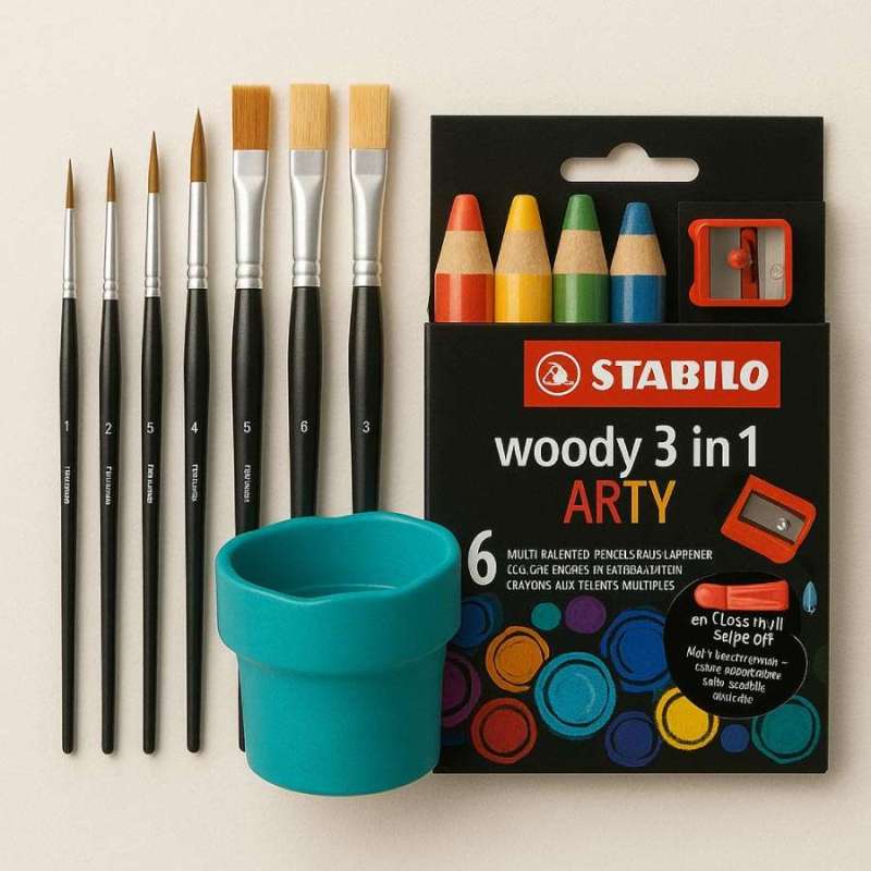 Farbenzauber Kreativ Set | Wachsmalstifte, Pinsel + GRATIS Wasserbecher Farbenzauber Kreativ Set | Wachsmalstifte, Pinsel + GRATIS Wasserbecher