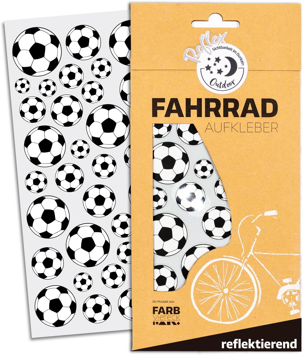 Farbviereck - Aufkleber Fahrrad Reflex Fußball Farbviereck - Aufkleber Fahrrad Reflex Fußball