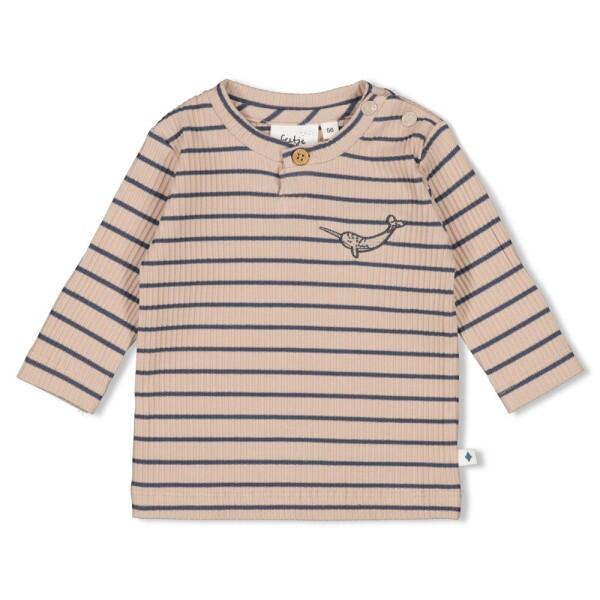 Feetje - Geripptes Shirt Ringel Narwal taupe 62