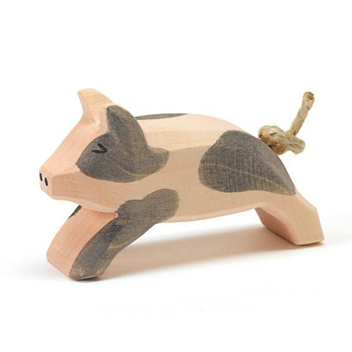 Ferkel gefleckt Holzfigur laufend 4 cm hoch