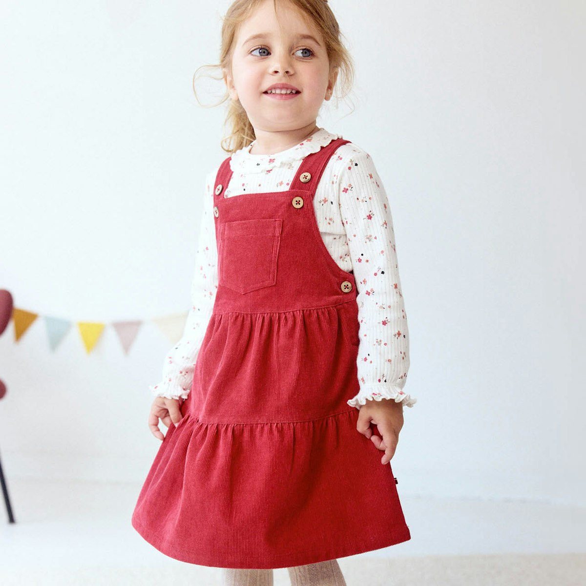 Festes Feincord Latzkleid koralle 98