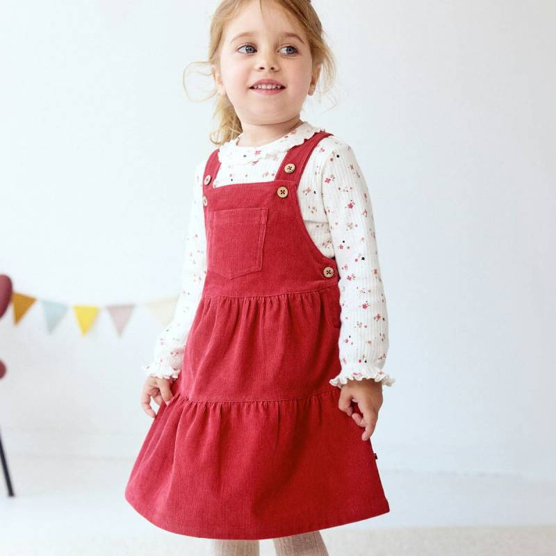 Festes Feincord Latzkleid koralle 98