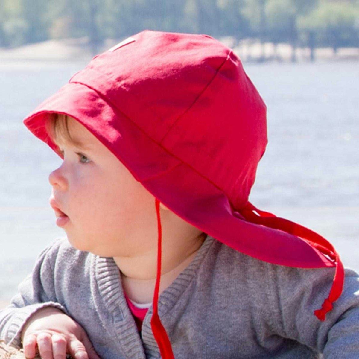 Feuerwehr Sonnenhut verstellbar mit Band UV-80 rot 54