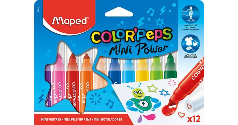 Filzstifte Color' Peps MINI POWER, 12 Farben, ab 1 Jahr bunt von Maped