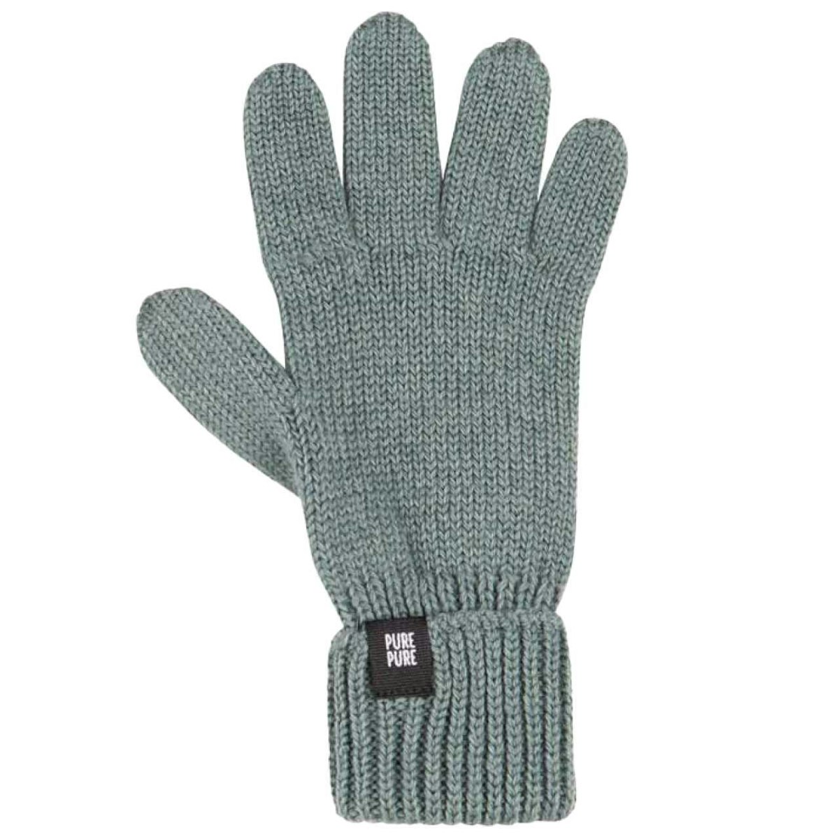 Fingerhandschuhe Umschlagbund Wolle Seide salbeigrün 116
