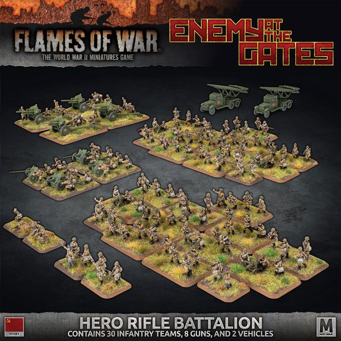 Flames of War Soviet Starter Enemy at the Gates Hero Rifle Battalion WW2 Minis